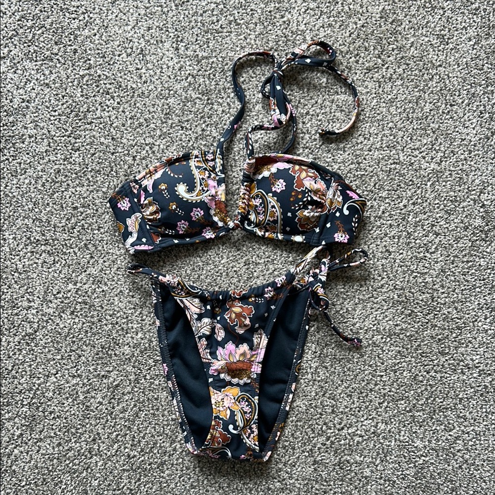 Xhilaration Black Floral Bikini